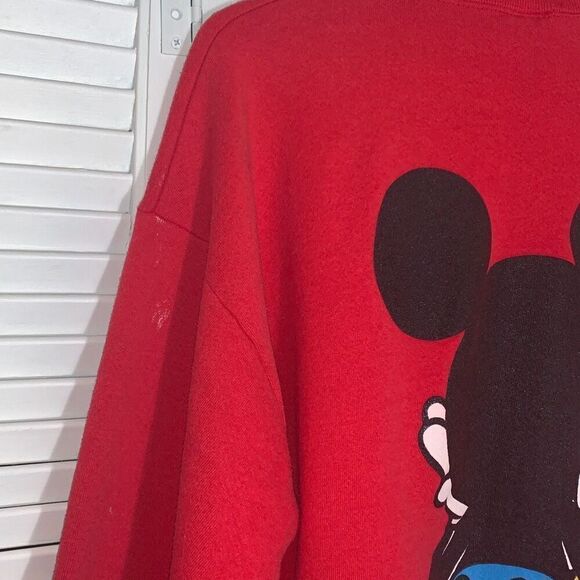 Mickey & Co Mouse Double Sided Graphic Red Sweatshirt Adult Large Vintage 90s Di - Picture 15 of 16